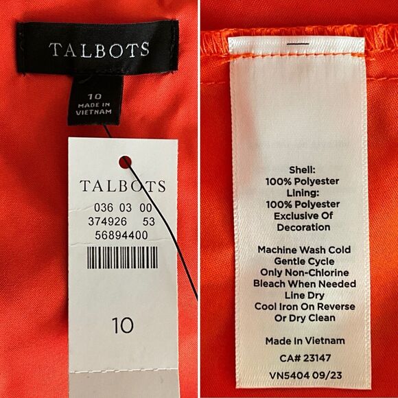 Talbots Lace Square Neck Fit & Flare Dress In Bright Tangerine 10 - Picture 4 of 9